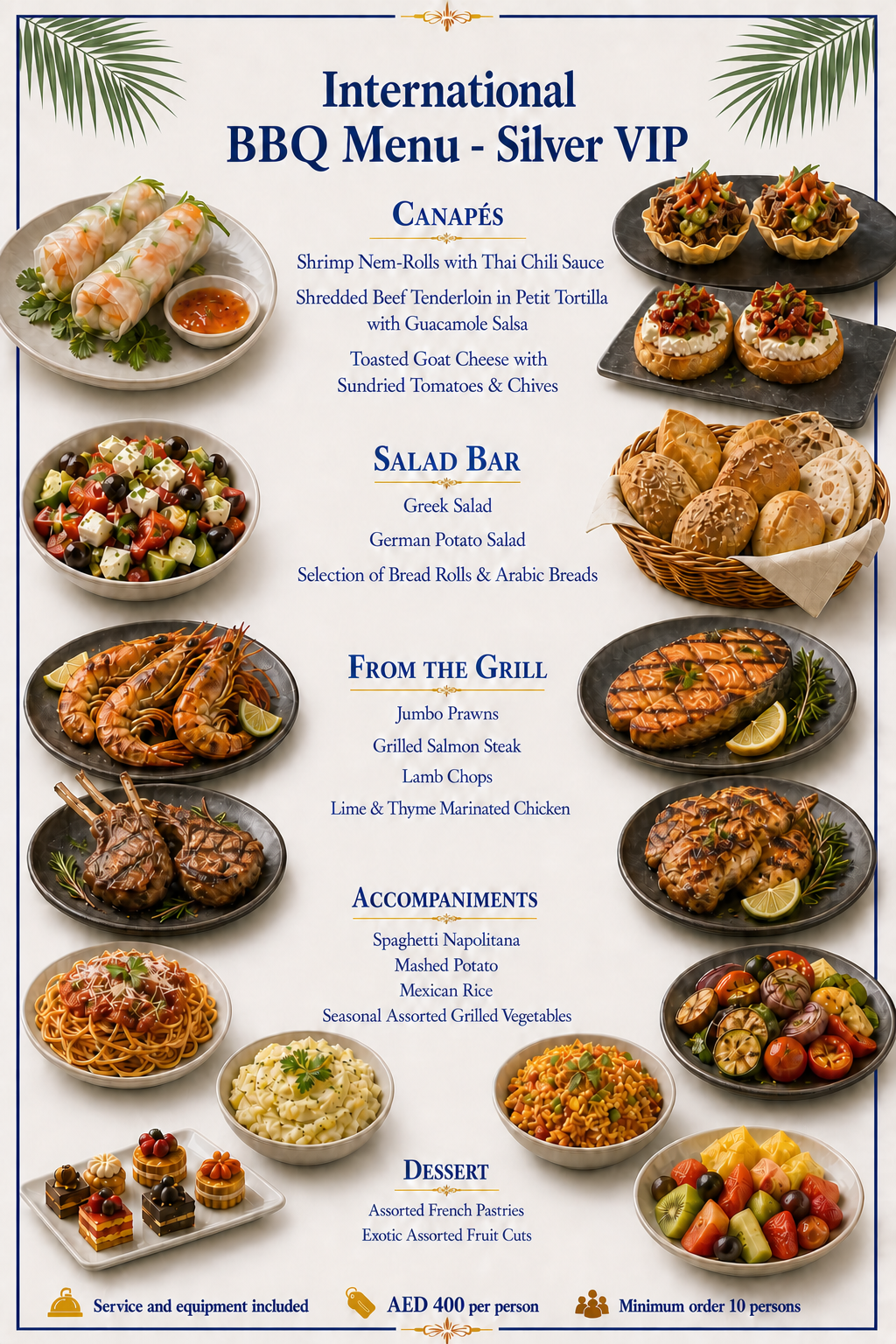 International BBQ Menu - Silver VIP — Dubai yacht catering menu