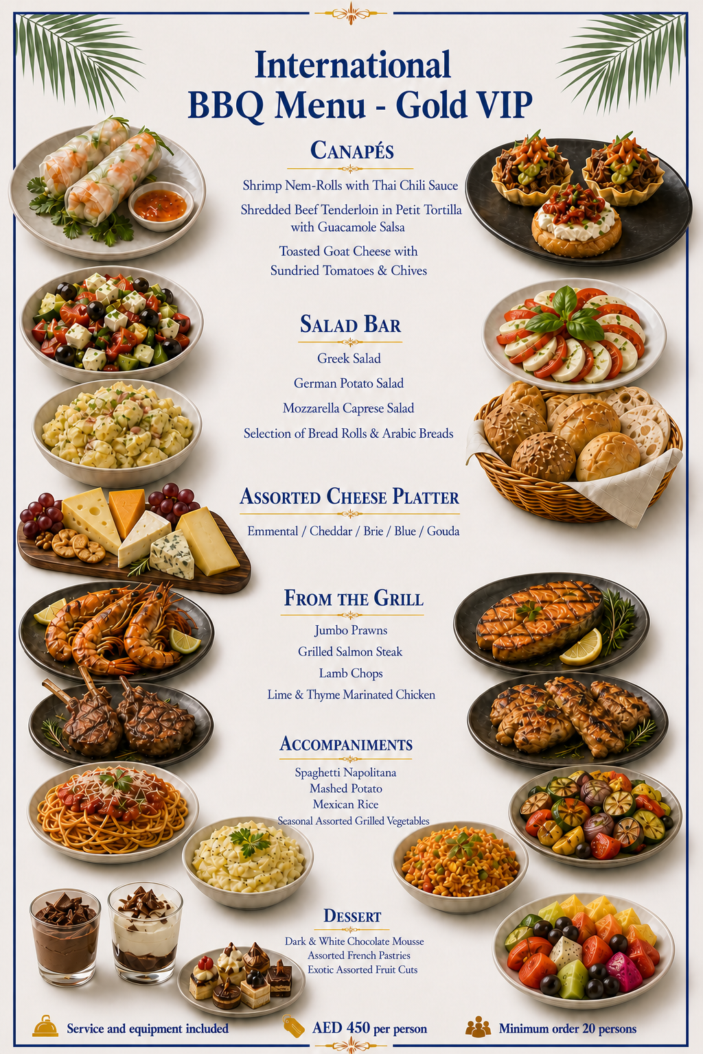 International BBQ Menu - Gold VIP — Dubai yacht catering menu