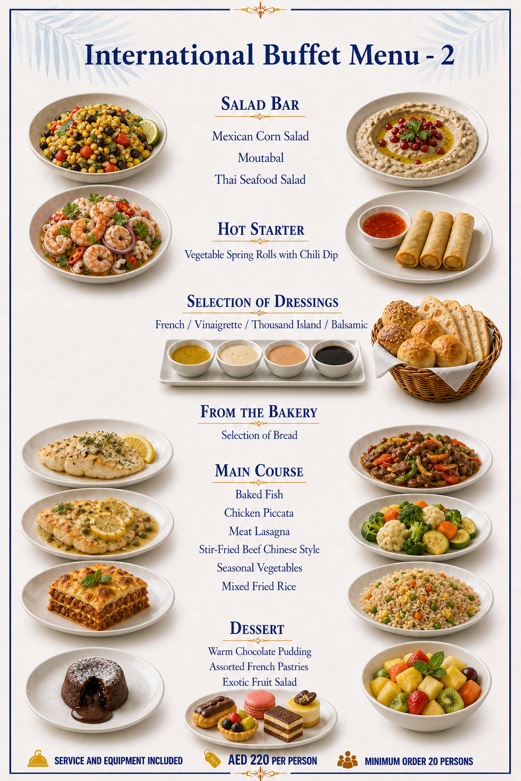 International Buffet Menu - 2 — Dubai yacht catering menu