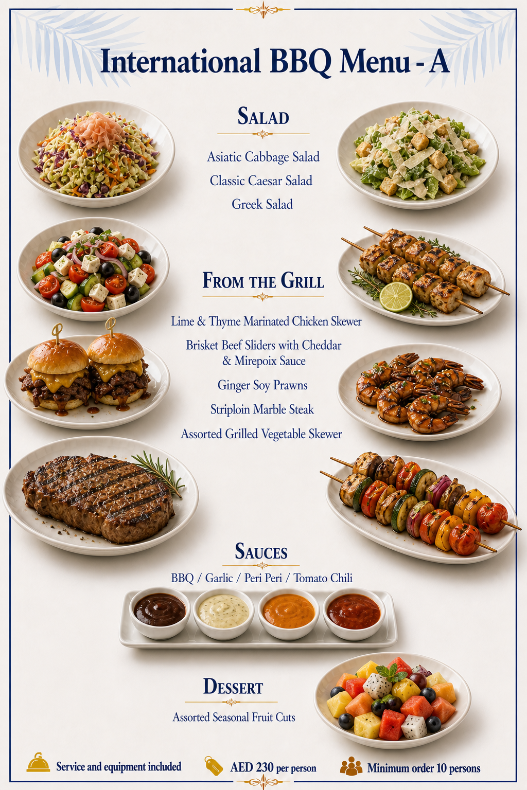 International BBQ Menu - A — Dubai yacht catering menu