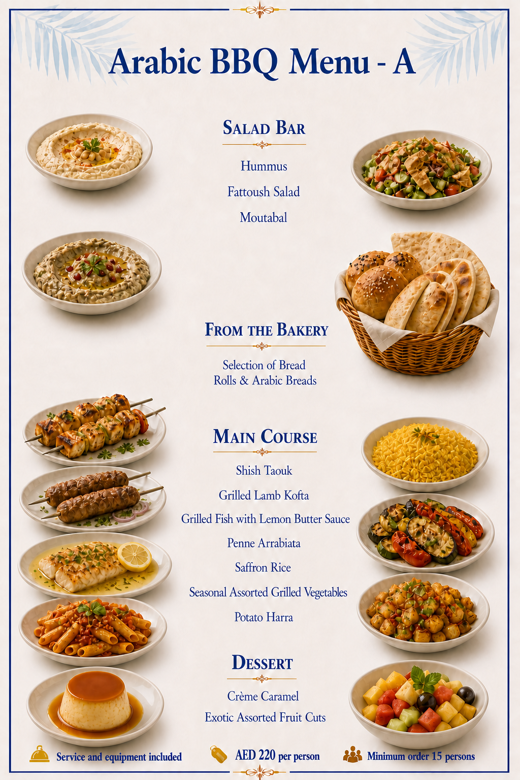 Arabic BBQ Menu - A — Dubai yacht catering menu