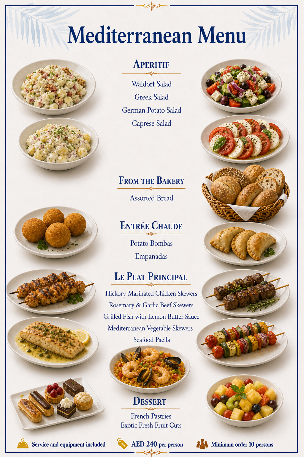 Mediterranean Menu — Dubai yacht catering menu