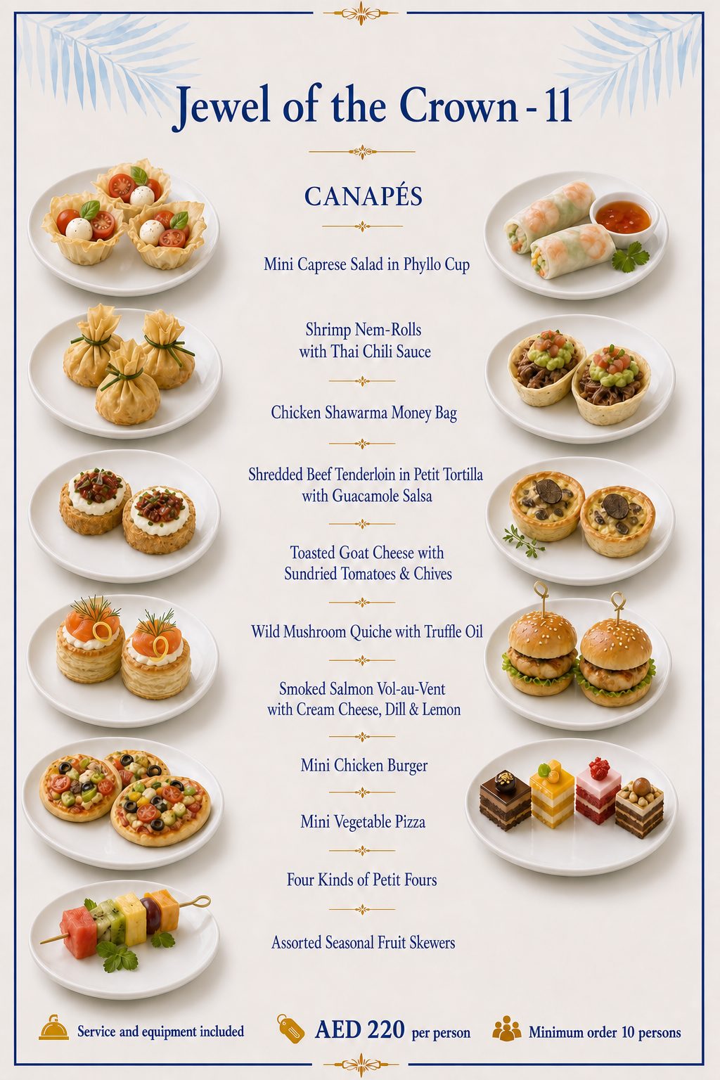 Jewel of the Crown - 11 — Dubai yacht catering menu