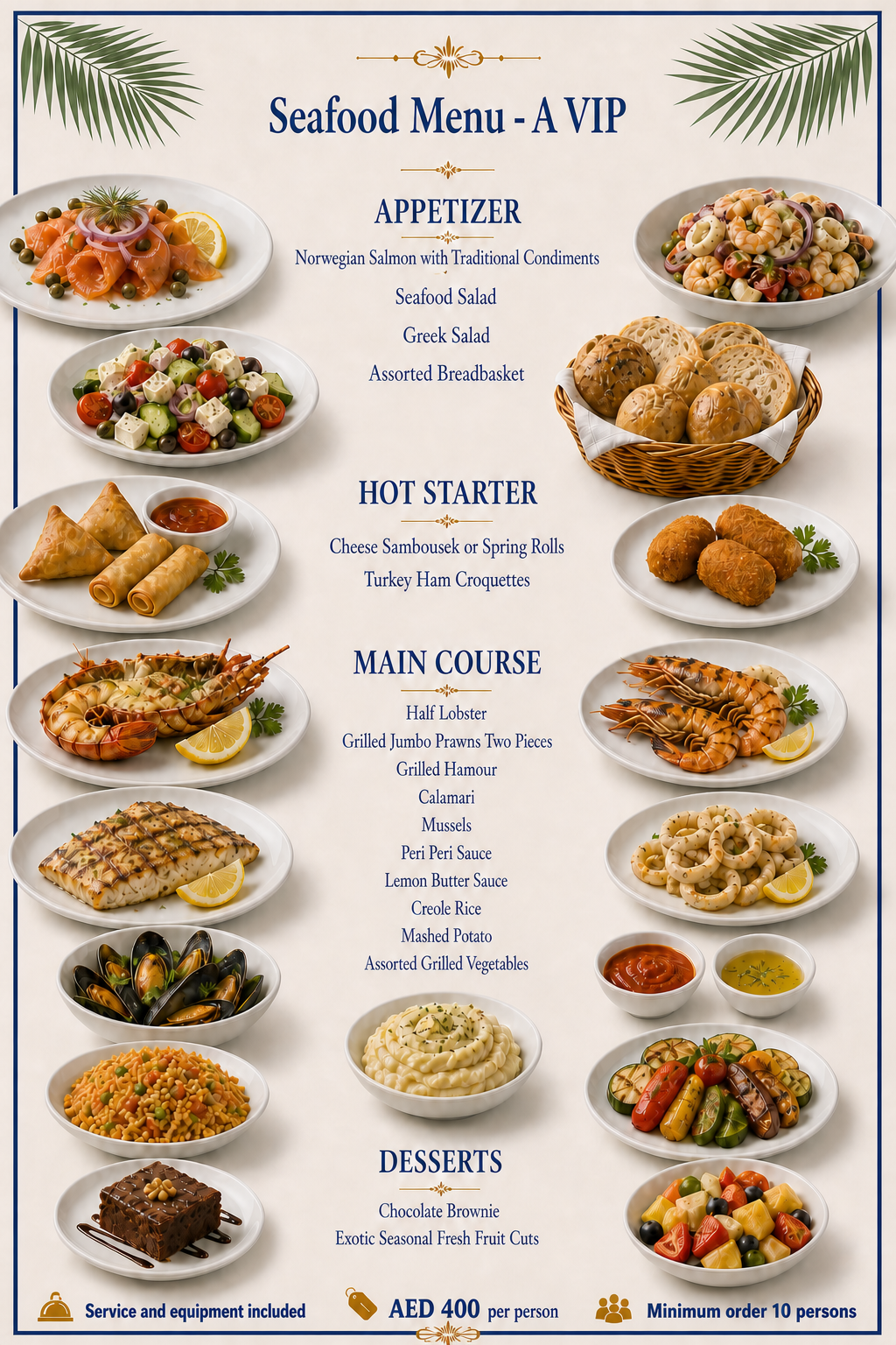 Seafood Menu - A VIP — Dubai yacht catering menu