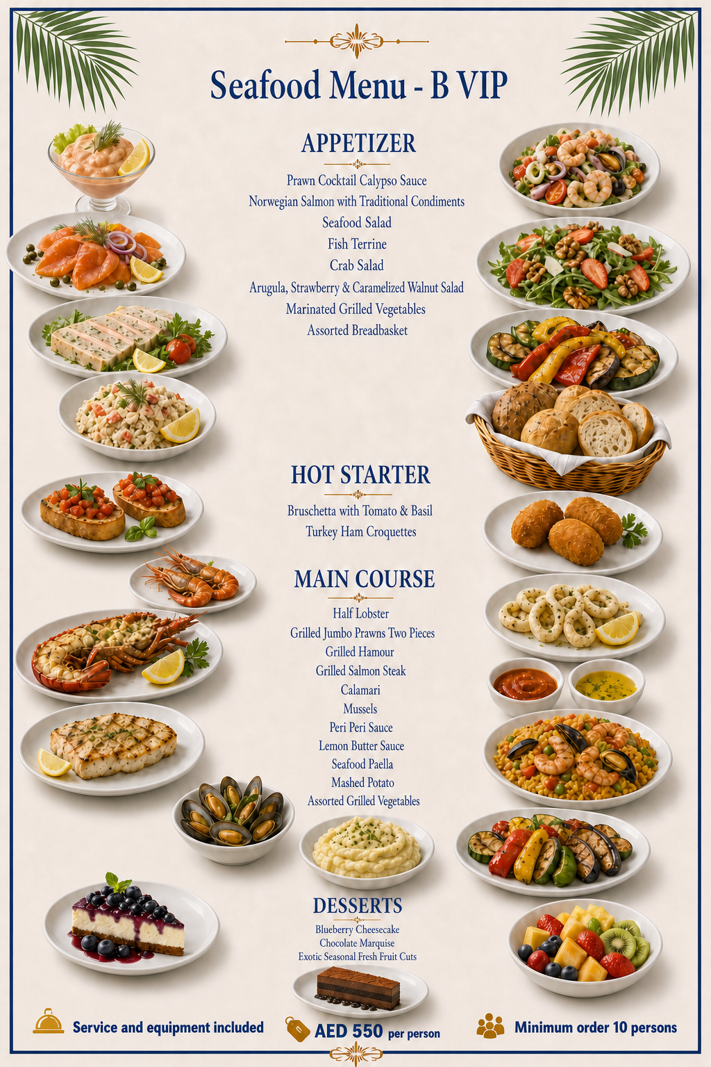 Seafood Menu - B VIP — Dubai yacht catering menu